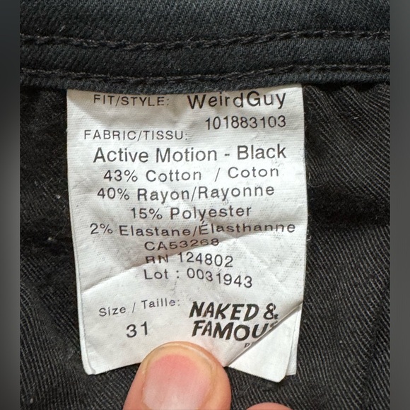 Men’s Naked and Famous Weird Guy black jeans - Picture 3 of 4
